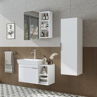 Roomart badkamermeubelset LYCIA 82 cm, 4-delig met spiegelkast en kolomkast, in 4 kleuren