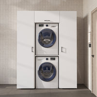 Roomart kastenwand DUO-I, 157 cm, met 2 hoge kasten en bovenkast voor wasmachine & droger, in 2 kleuren