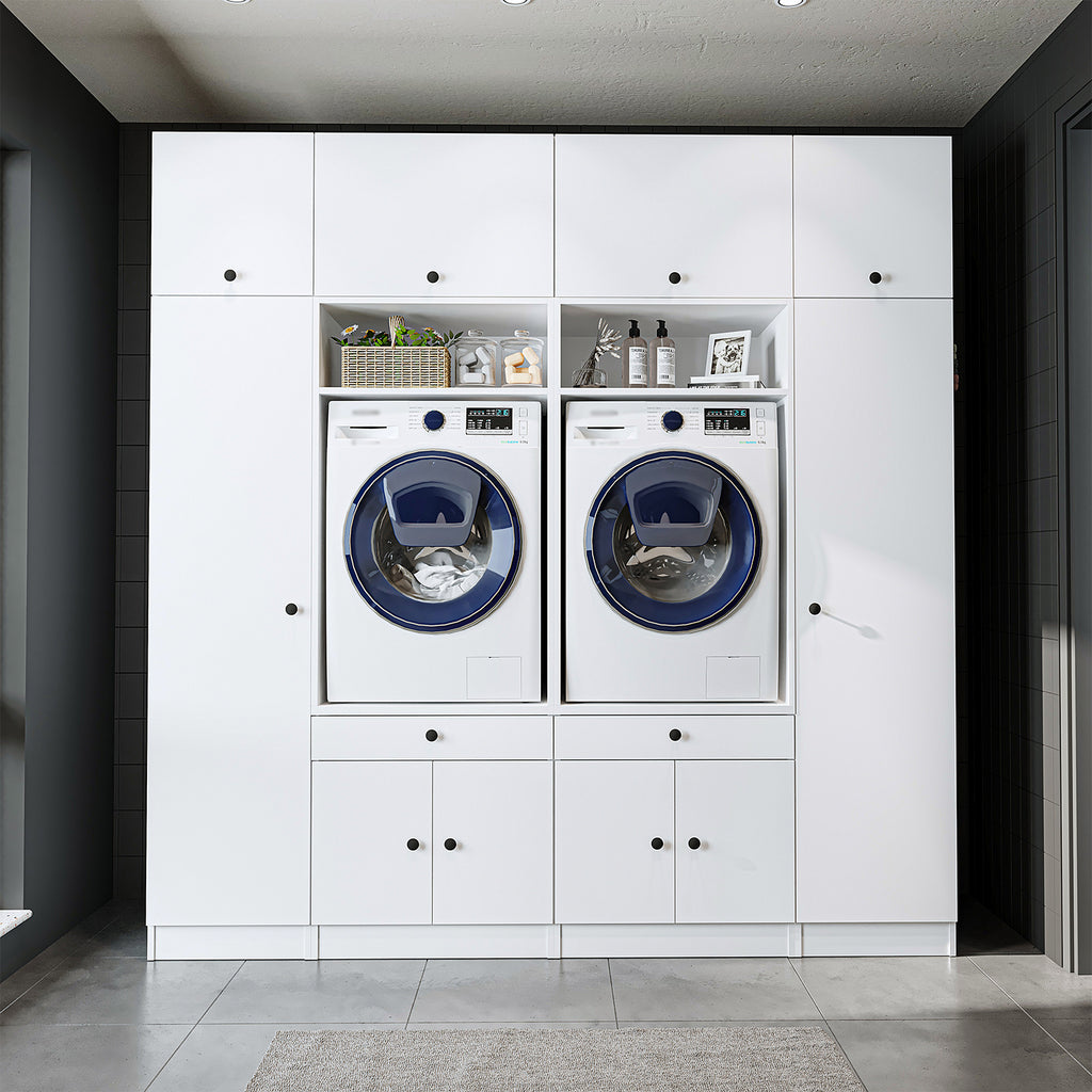 View details for Roomart Waschmaschinenumbauschrank & Schrankwand für Waschküche und Hauswirtschaftsraum – 224 cm breit – mit praktischem Ausziehbrett – erhältlich in Weiß, Eiche oder Schwarz-Eiche Roomart Waschmaschinenumbauschrank & Schrankwand für Wasc