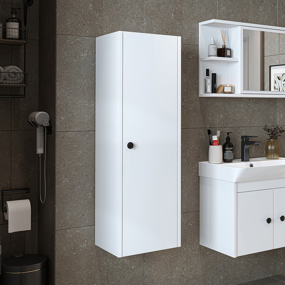 Badschrank ADA in Weiß wandhängend mit Soft-Close-Tür