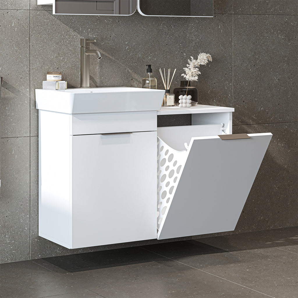 Roomart wastafelonderkast LYCIA, 49 cm, met wastafel en wasmand, in 4 kleuren