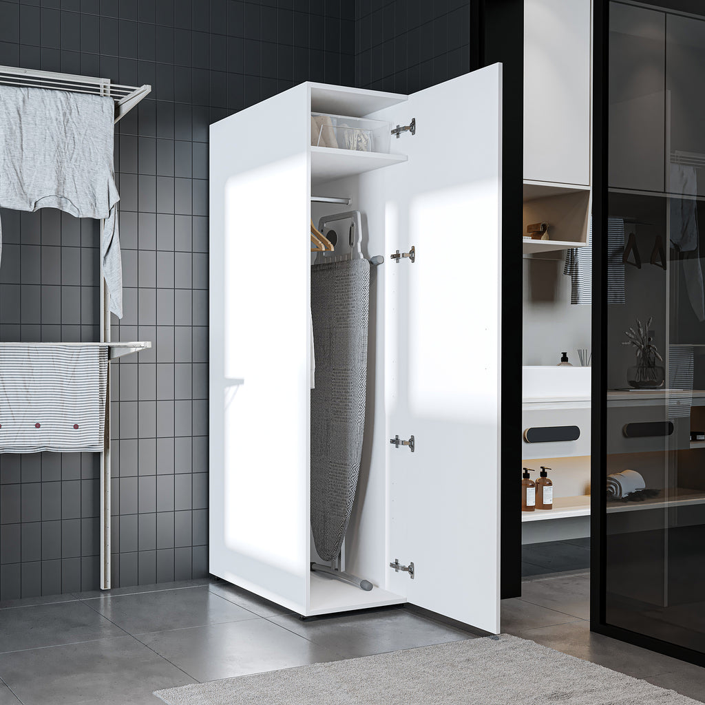 Roomart • DORA Hochschrank 45cm Breit • Weiß • Weiß Eiche • Eiche • Anthracit Eiche - waschmaschinenschrank, waschmaschinenregal, waschturm, schrank, weiß, waschmaschinen, unterschrank, waschmaschine, trockner, haushaltsschrank, schränke, badschrank, hoch