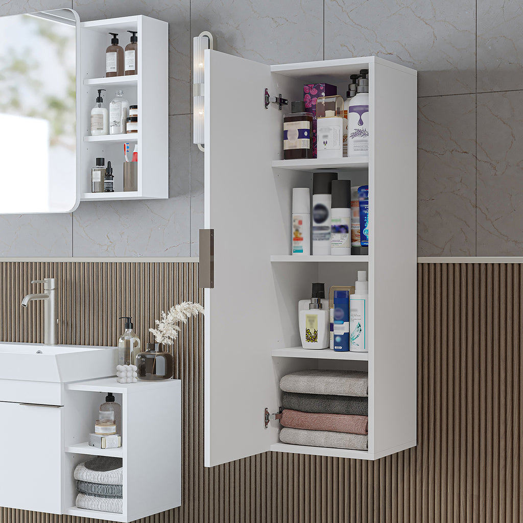 Roomart badkamermeubelset LYCIA 82 cm, 4-delig met spiegelkast en kolomkast, in 4 kleuren