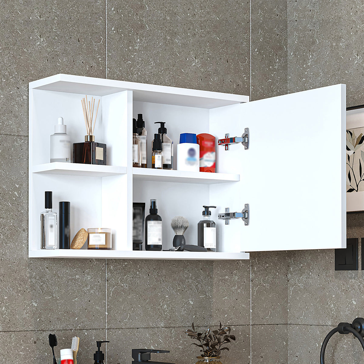 Roomart spiegelkast ADA, 60 cm, met open schap en soft-close-deur, in 4 kleuren