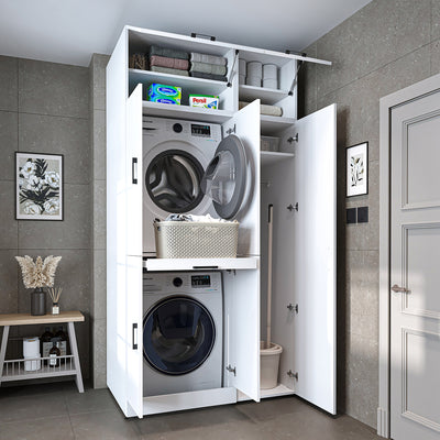 Roomart wasmachinekast DORA-I, 115 cm, voor wasmachine en droger met hoge kast, in 5 kleuren