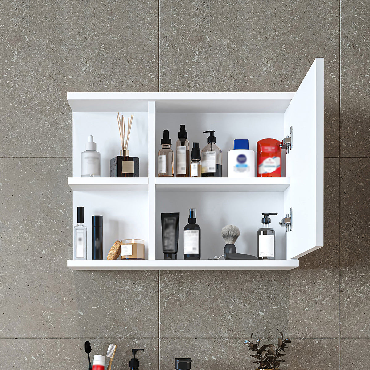 Roomart spiegelkast ADA, 60 cm, met open schap en soft-close-deur, in 4 kleuren