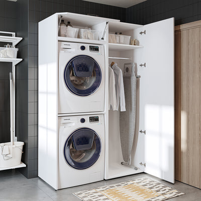 Roomart wasmachinekast DUO-II, 127 cm, voor wasmachine en droger met hoge kast, in 2 kleuren