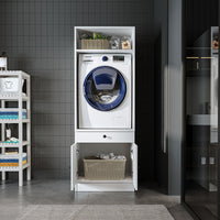 Roomart Waschmaschinenschrank mit Ausziehbrett • Weiß • Eiche • Schwarz eiche - waschmaschinenschrank, waschmaschinenregal, waschturm, schrank, weiß, waschmaschinen, unterschrank, waschmaschine, trockner, haushaltsschrank, schränke, badschrank, hochschran