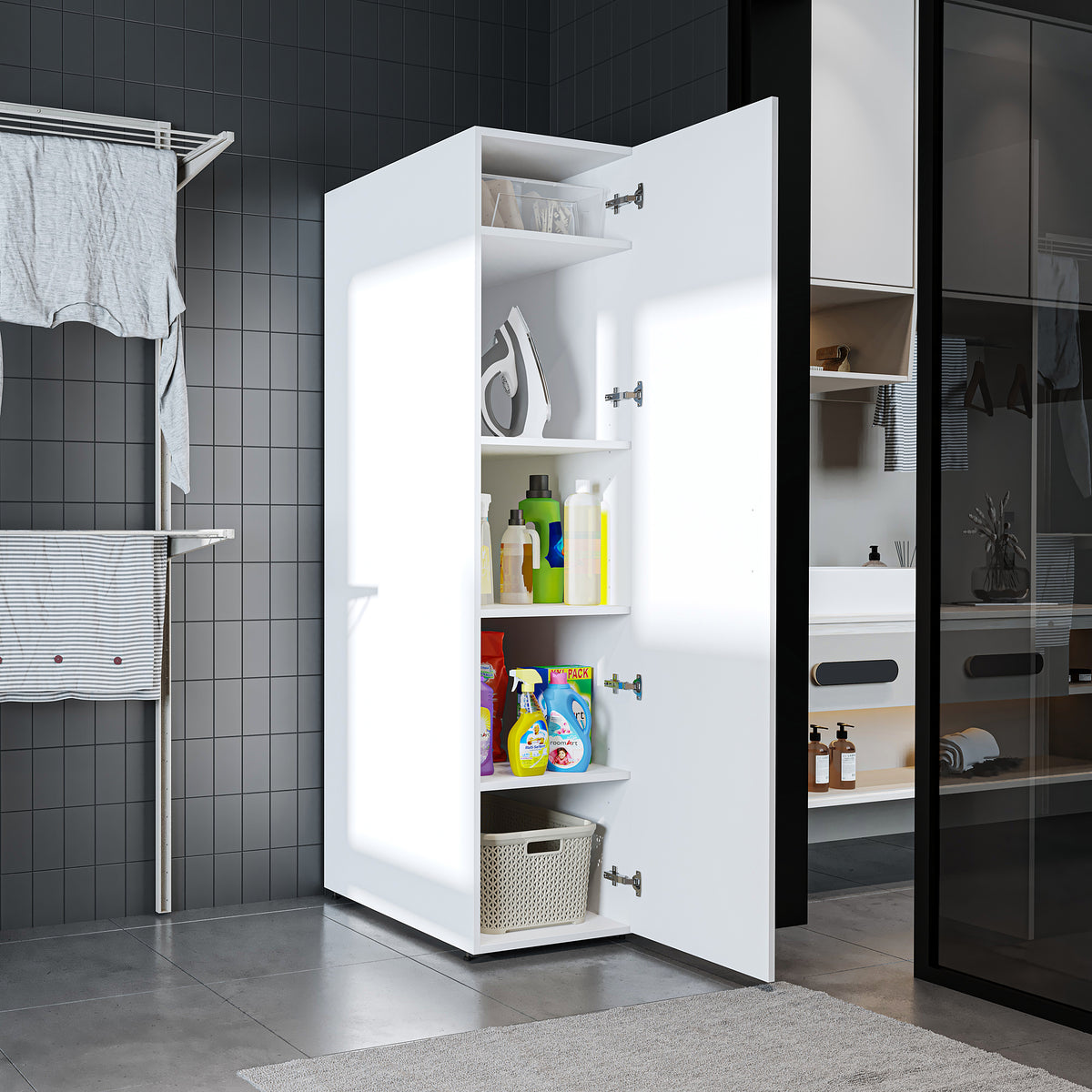 Roomart • Einlegeböden • Für den DORA Hochschränke - 45 und 60 cm breit • Weiß • Eiche