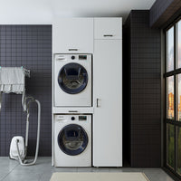 Roomart wasmachinekast DUO-I, 112 cm, met hoge kast en uittrekplank, in 3 kleuren
