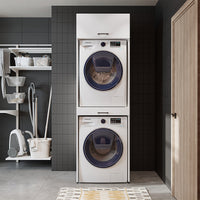 Roomart Waschmaschinenschrank für Trockner & Waschmaschine, in 3 Farben, mit Ausziehbrett • Weiß • Eiche • Schwarz Eiche - waschmaschinenuntergestelle, dämpfer waschmaschine, waschmaschinen aufsatz für trockner, unterschrank waschmaschine, kühlschrank erh