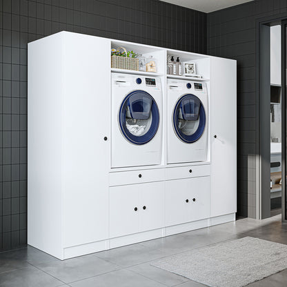 View details for Roomart Waschmaschinenumbauschrank & Schrankwand für Waschküche und Hauswirtschaftsraum – 224 cm breit – mit praktischem Ausziehbrett – erhältlich in Weiß, Eiche oder Schwarz-Eiche Roomart Waschmaschinenumbauschrank & Schrankwand für Wasc