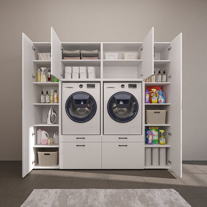 Roomart wandmeubel SERIE 2, 224 cm, voor 2 apparaten met 2 hoge kasten, in 3 kleuren