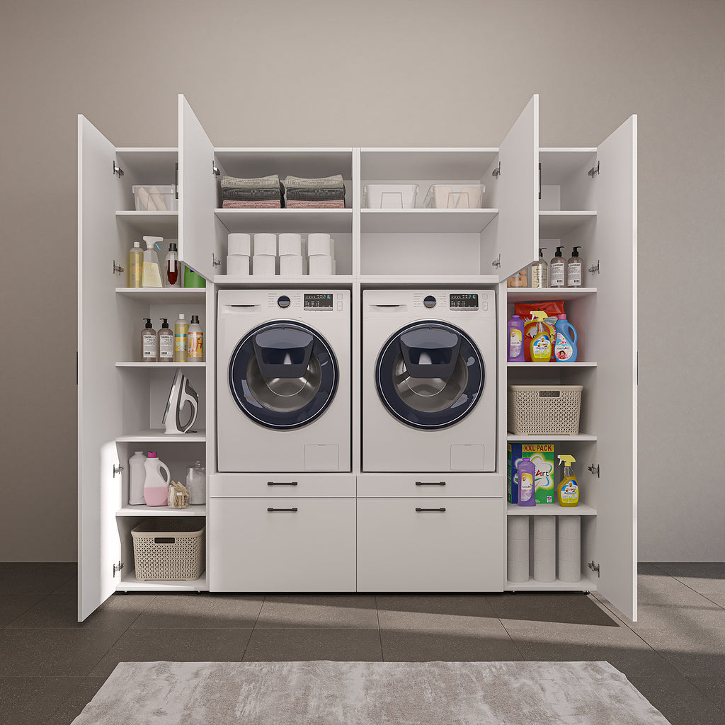 Roomart wandmeubel SERIE 2, 224 cm, voor 2 apparaten met 2 hoge kasten, in 3 kleuren