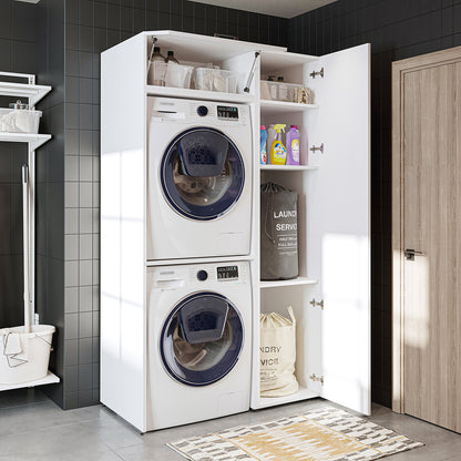 Roomart wasmachinekast DUO-I, 112 cm, voor 2 apparaten met hoge kast, in 2 kleuren