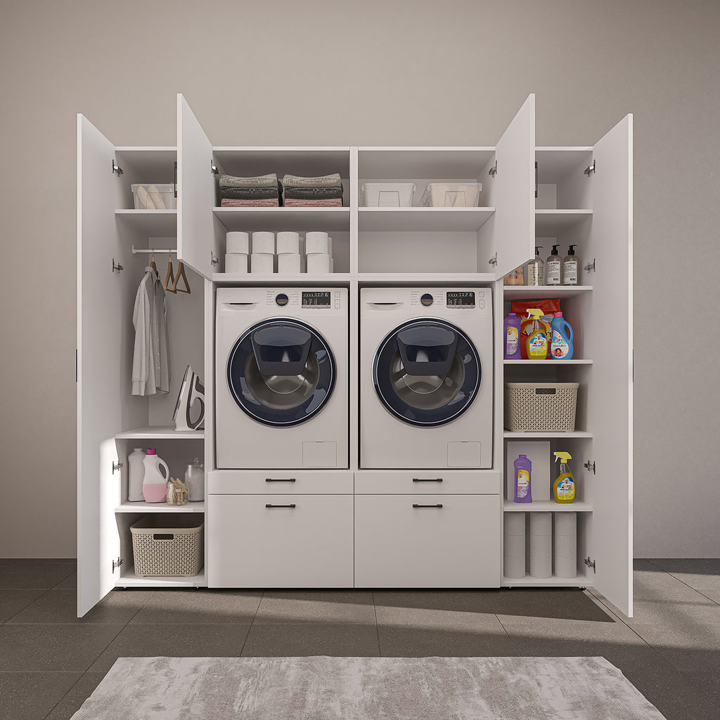 Roomart wandmeubel SERIE 2, 224 cm, voor 2 apparaten met 2 hoge kasten, in 3 kleuren