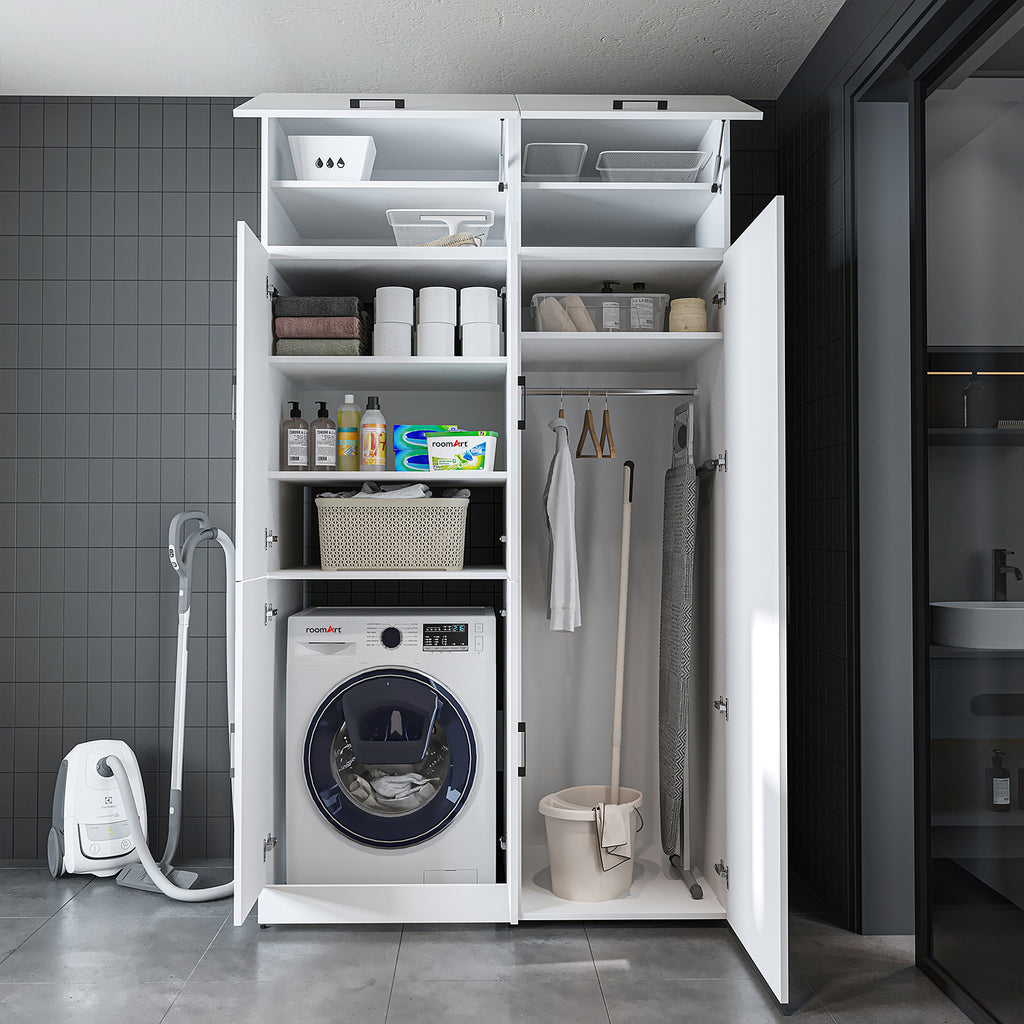 Roomart wasmachinekast DORA-II, 130 cm, voor wasmachine en droger, in 5 kleuren