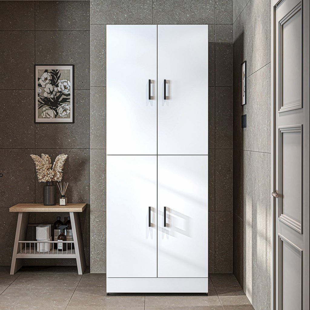 Roomart Waschmaschinenschrank " DORA " für Trockner & Waschmaschine, in 4 Farben, mit Türen & Ausziehbrett • Weiß • Weiß Eiche • Anthrazit Eiche • Eiche - waschmaschinenschrank, waschmaschinenregal, waschturm, schrank, weiß, waschmaschinen, unterschrank, 