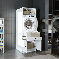 Roomart Waschmaschinenschrank mit Ausziehbrett • Weiß • Eiche • Schwarz eiche - waschmaschinenschrank, waschmaschinenregal, waschturm, schrank, weiß, waschmaschinen, unterschrank, waschmaschine, trockner, haushaltsschrank, schränke, badschrank, hochschran