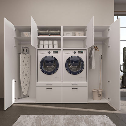 Roomart wandmeubel SERIE II, 254 cm, voor 2 apparaten met 2 hoge kasten, in 3 kleuren