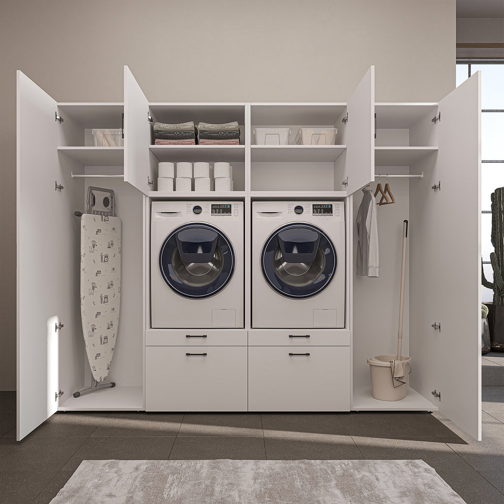 Roomart wandmeubel SERIE II, 254 cm, voor 2 apparaten met 2 hoge kasten, in 3 kleuren