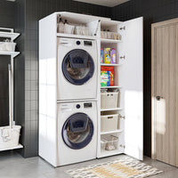 Roomart wasmachinekast DUO-I, 112 cm, voor 2 apparaten met hoge kast, in 2 kleuren