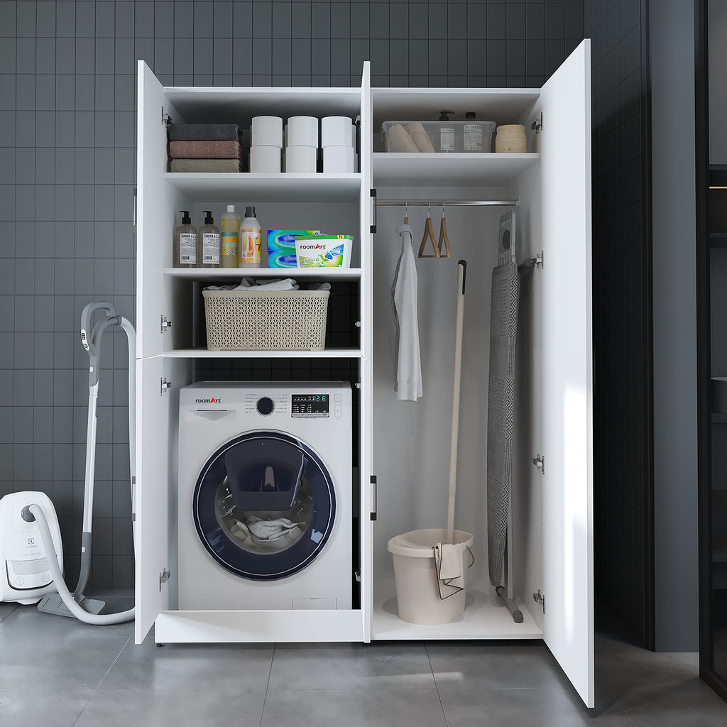 Roomart wasmachinekast DORA-II, 130 cm, voor wasmachine en droger, in 5 kleuren