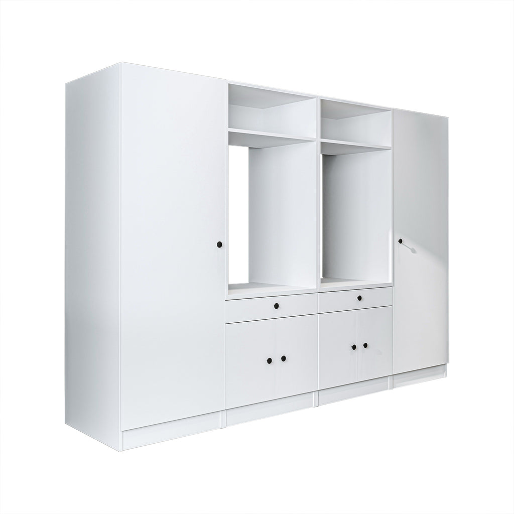 Roomart Schrankwand für Waschküche & Hauswirtschaftsraum – 254 cm breit – mit Ausziehbrett – in • Weiß •Eiche •Schwarz-Eiche - badezimmerschrank, waschbecken, badezimmermöbel, badschrank, badezimmer, mit, unterschrank, badmöbel, set, waschtisch, möbel, ba