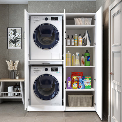 Roomart wasmachinekast DORA-I, 130 cm, met uittrekplank en hoge kast, 5 kleuren