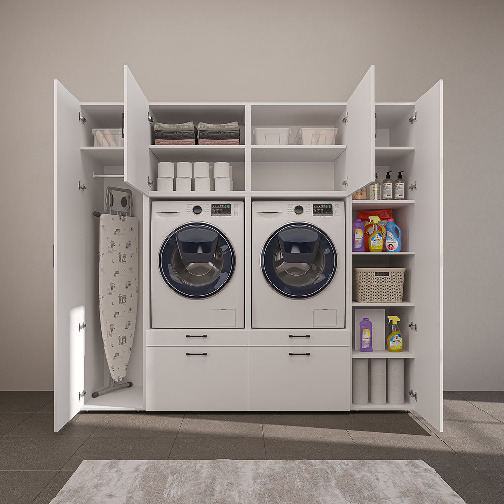 Roomart wandmeubel SERIE 2, 224 cm, voor 2 apparaten met 2 hoge kasten, in 3 kleuren