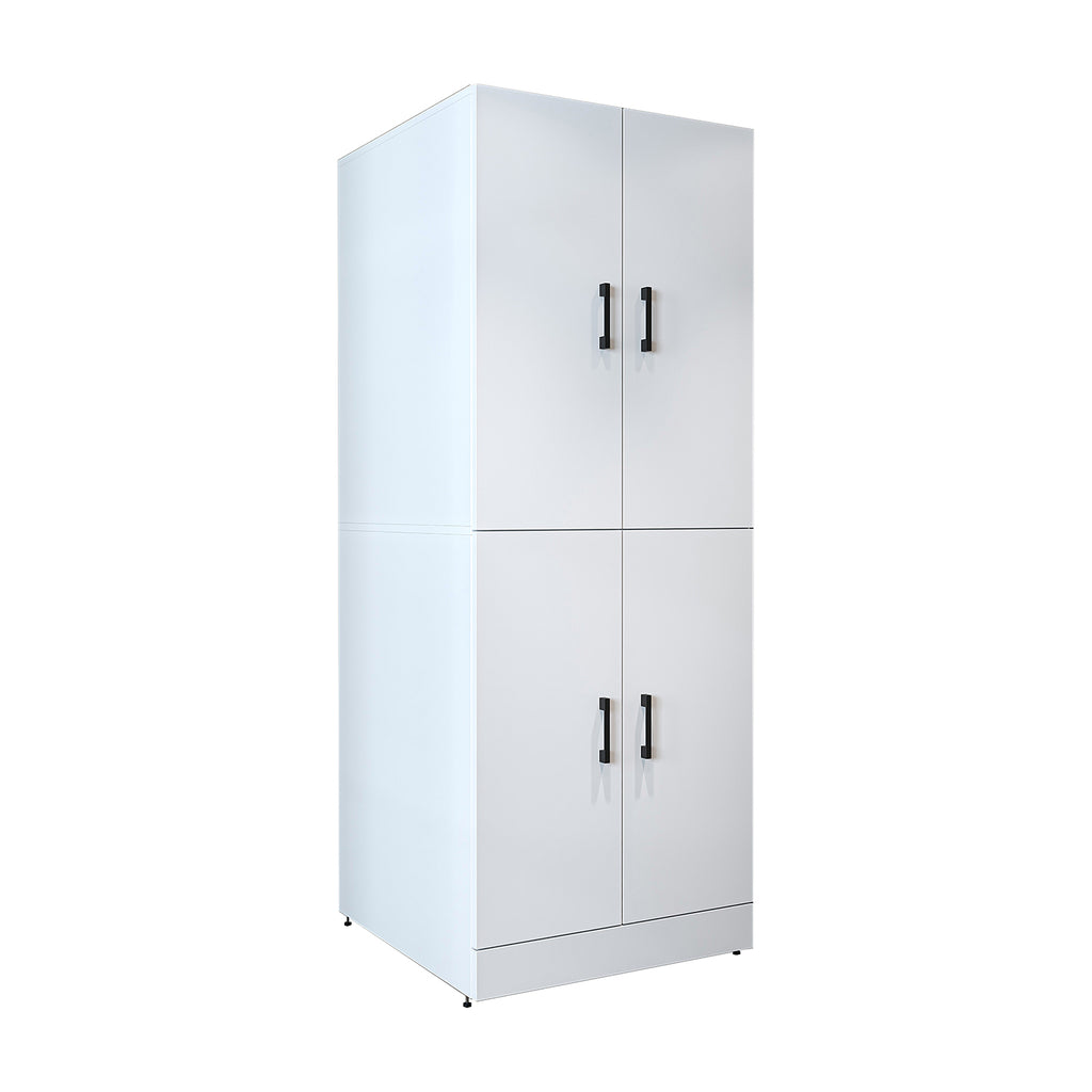 Roomart Waschmaschinenschrank " DORA " für Trockner & Waschmaschine, in 4 Farben, mit Türen & Ausziehbrett • Weiß • Weiß Eiche • Anthrazit Eiche • Eiche - waschmaschinenschrank, waschmaschinenregal, waschturm, schrank, weiß, waschmaschinen, unterschrank, 