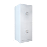 Roomart Waschmaschinenschrank " DORA " für Trockner & Waschmaschine, in 4 Farben, mit Türen & Ausziehbrett • Weiß • Weiß Eiche • Anthrazit Eiche • Eiche - waschmaschinenschrank, waschmaschinenregal, waschturm, schrank, weiß, waschmaschinen, unterschrank, 