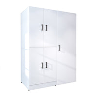 Roomart Waschmaschinenschrank " DORA SET" für Trockner & Waschmaschine, 130 cm breit, in 4 Farben, mit Türen & Ausziehbrett • Weiß • Weiß Eiche • Anthrazit Eiche • Eiche - waschmaschinenschrank, waschmaschinenregal, waschturm, schrank, weiß, waschmaschine