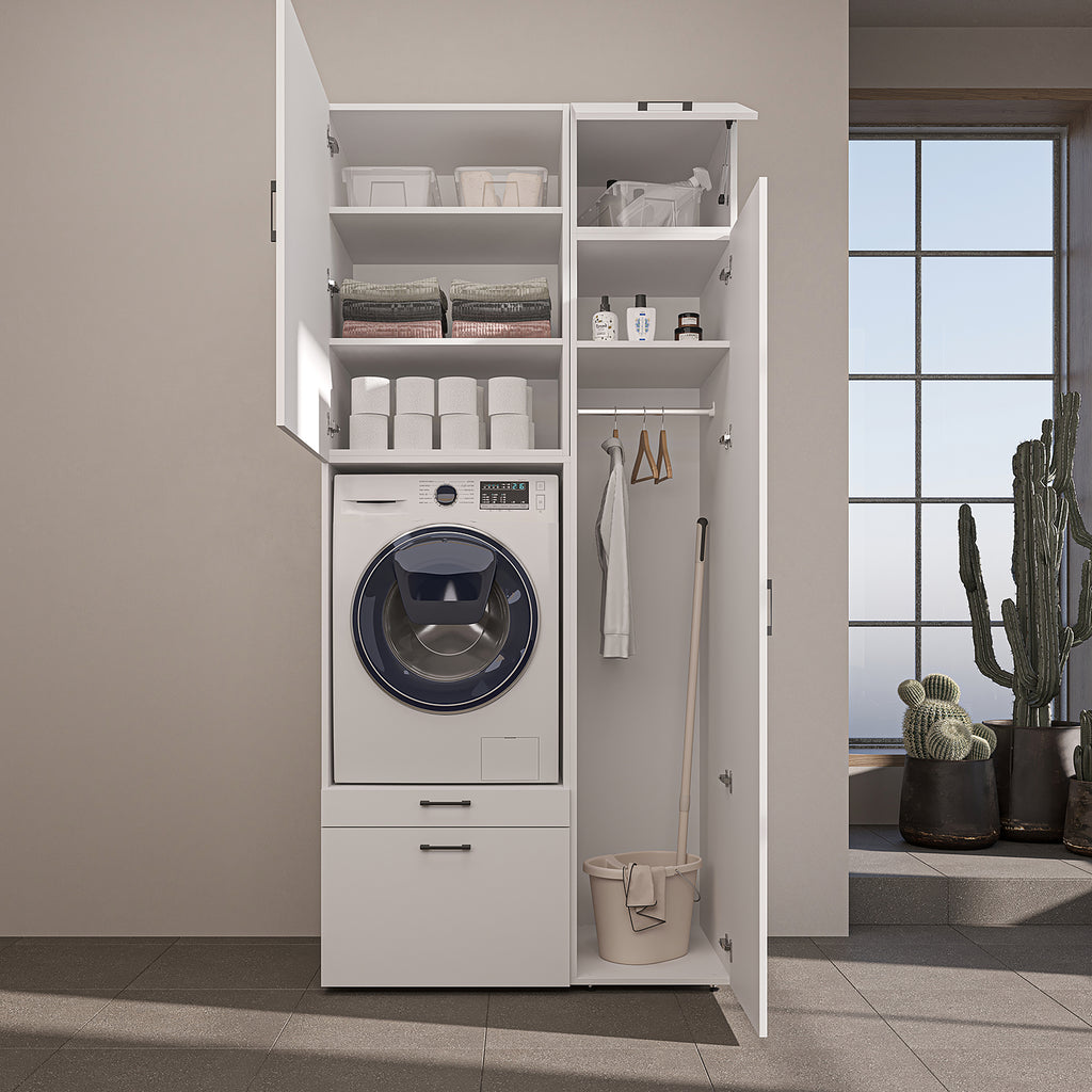 Roomart wasmachinekast SERIE 2, 112 cm, met hoge kast en uittrekplank, in 3 kleuren