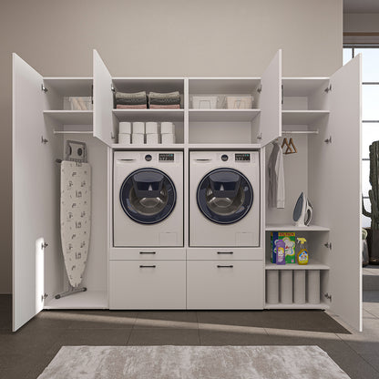 Roomart wandmeubel SERIE II, 254 cm, voor 2 apparaten met 2 hoge kasten, in 3 kleuren