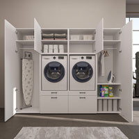 Roomart wandmeubel SERIE II, 254 cm, voor 2 apparaten met 2 hoge kasten, in 3 kleuren
