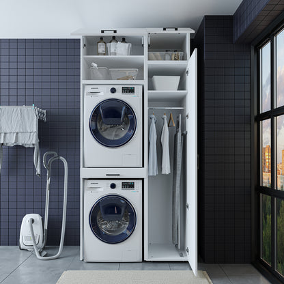 Roomart wasmachinekast DUO-I, 112 cm, met hoge kast en uittrekplank, in 3 kleuren
