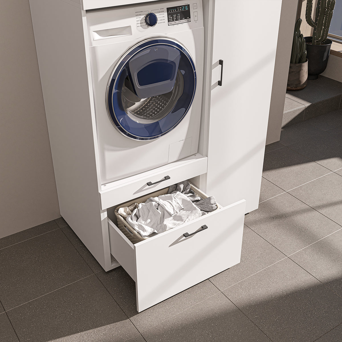 Roomart wasmachinekast SERIE 2, 112 cm, met hoge kast en uittrekplank, in 3 kleuren