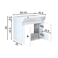 Roomart badmeubelset ADA, 60 cm, met keramische wastafel, in 6 kleuren
