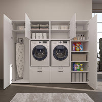 Roomart wandmeubel SERIE II, 254 cm, voor 2 apparaten met 2 hoge kasten, in 3 kleuren