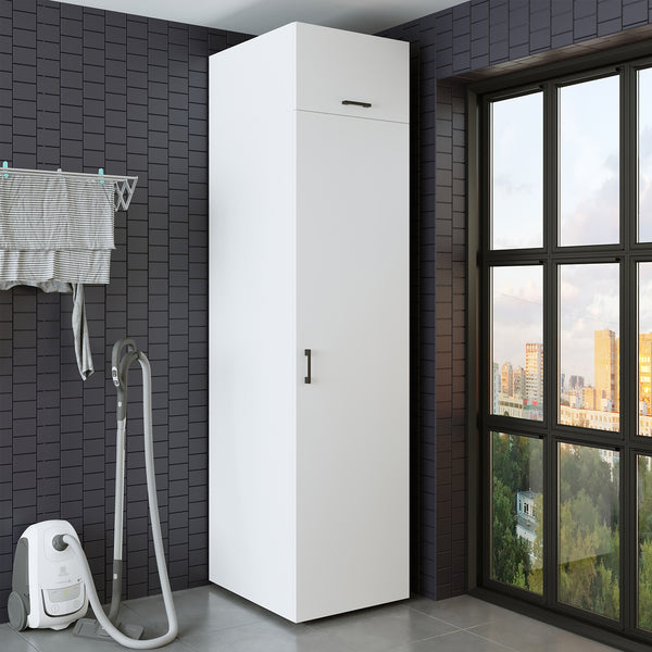 Roomart hoge kast 60 cm voor wasruimte, 205 cm hoog, soft-close, in 3 kleuren