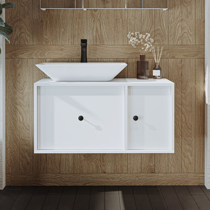 Roomart Badezimmermöbel GUSTO-ATL 90 cm – Keramik Waschbecken &/oder Unterschrank – Modernes Design – Varianten wählbar – Eiche oder Weiß - badezimmerschrank, waschbecken, badezimmermöbel, badschrank, badezimmer, mit, unterschrank, badmöbel, set, waschtis