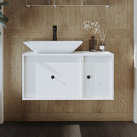 Roomart Badezimmermöbel GUSTO-ATL 90 cm – Keramik Waschbecken &/oder Unterschrank – Modernes Design – Varianten wählbar – Eiche oder Weiß - badezimmerschrank, waschbecken, badezimmermöbel, badschrank, badezimmer, mit, unterschrank, badmöbel, set, waschtis