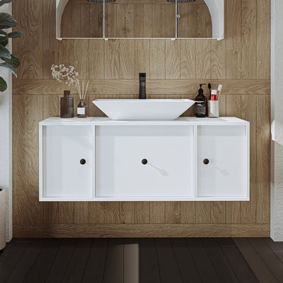 Roomart badkamermeubel GUSTO-ATL, 120 cm, met hoekige opzetwastafel, in 2 kleuren