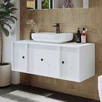 Roomart Badezimmermöbel GUSTO 120 cm – Keramik Waschbecken &/oder Unterschrank – Modernes Design – Varianten wählbar – Eiche oder Weiß badezimmerschrank, waschbecken, badezimmermöbel, badschrank, badezimmer, mit, unterschrank, badmöbel, set, waschtisch, m