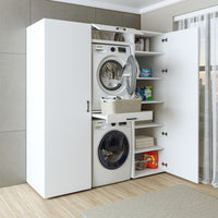 Roomart kastwand DUO-I, 187 cm, wasmachine en droger boven elkaar, in 3 kleuren