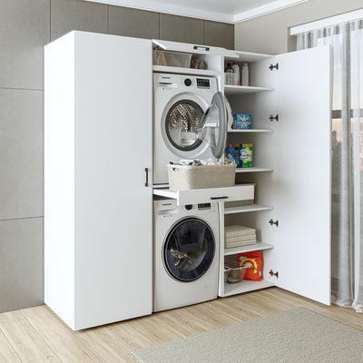 Roomart wasmachinekast DUO-I, 187 cm, kastenwand met twee hoge kasten, in 3 kleuren