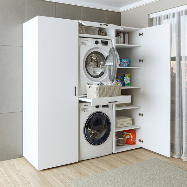 Roomart wasmachinekast DUO-I, 187 cm, kastenwand met twee hoge kasten, in 3 kleuren