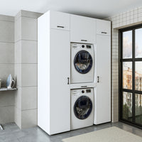 Roomart wasmachinekast 157 cm, voor 2 apparaten met 2 hoge kasten, in 3 kleuren