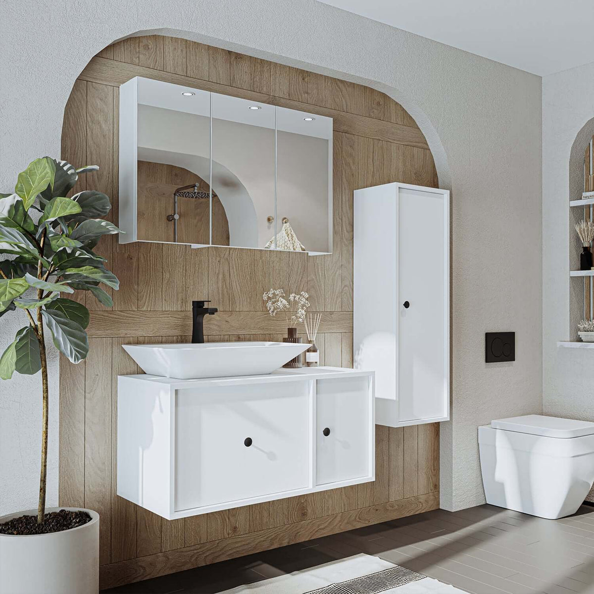 Roomart Badezimmermöbel Set GUSTO-ATL 90 cm - badezimmerschrank, waschbecken, badezimmermöbel, badschrank, badezimmer, mit, unterschrank, badmöbel, set, waschtisch, möbel, badezimmermãbel, bad, badezimmerschränke